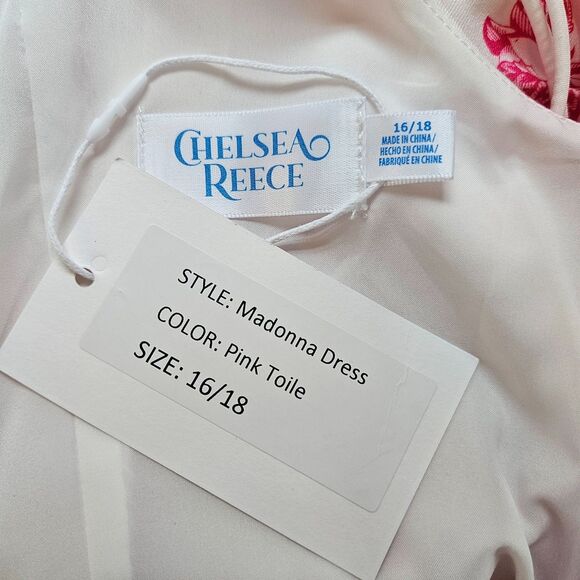 CHELSEA REECE Madonna Dress 16/18 Countryside Pink Floral Fit Flare Corset Back - Picture 11 of 13